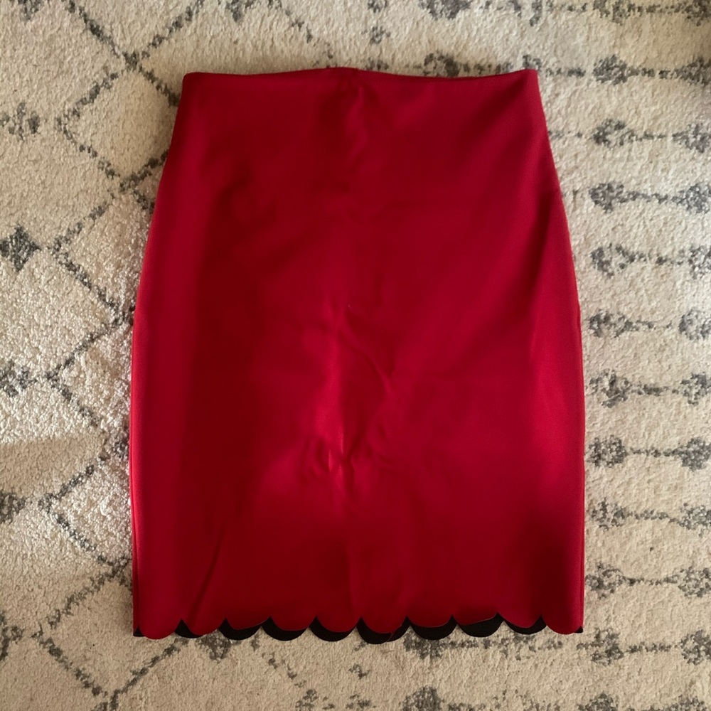 Banana republic red scallop pencil skirt